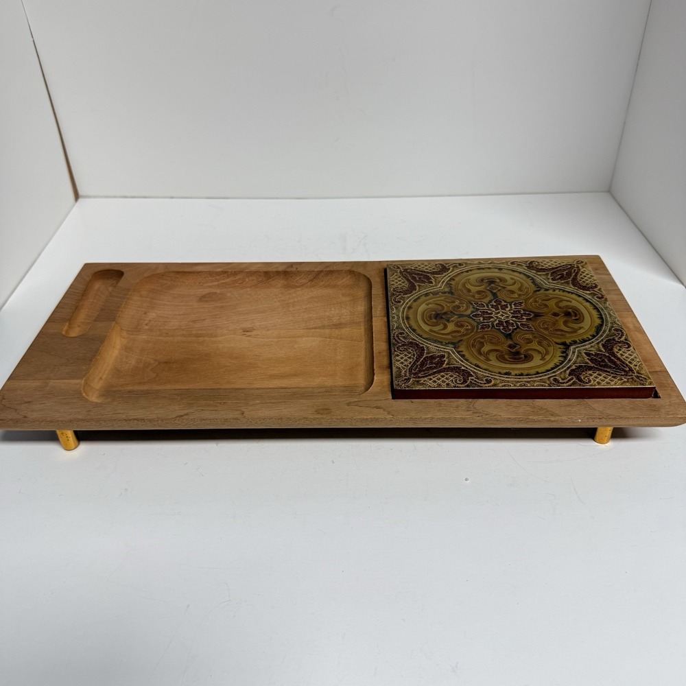 Vintage Georges Briard Woodland Footed Cheese Board 16" x 7.5" No Knife MCM READ - Picture 2 of 11
